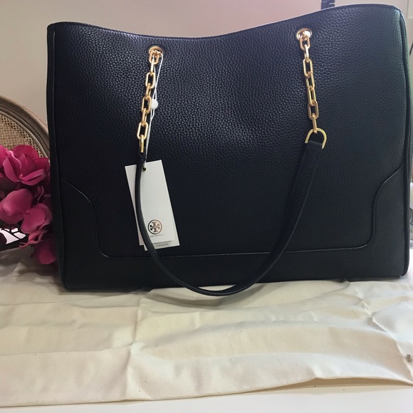 Sold!! NWT Tory Burch Black pebble leather tote - Picture 2 of 7